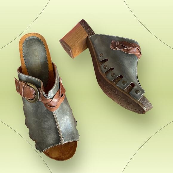 Pikolinos Women’s Praga Mule Heels Clogs Sage Green Leather Size EU 40 US 9 - Picture 11 of 13